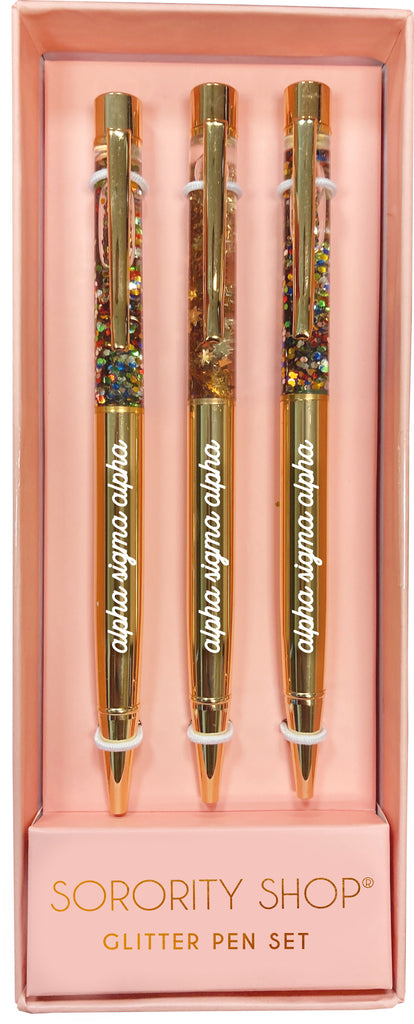 Alpha Sigma Alpha Glitter Pens (Set of 3)