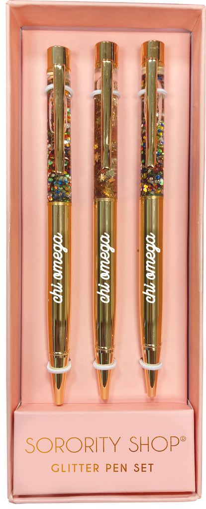 Chi Omega Glitter Pens (Set of 3)