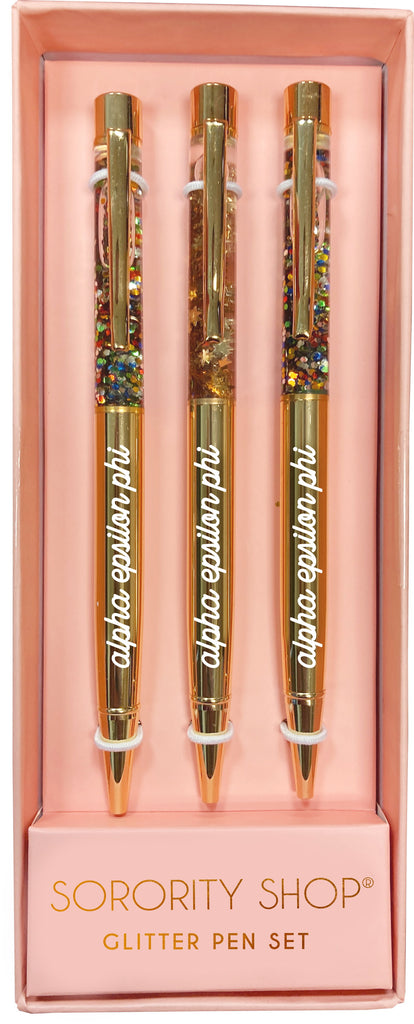 Alpha Epsilon Phi Glitter Pens (Set of 3)