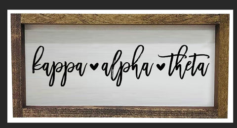 Kappa Alpha Theta Script Wooden Sign