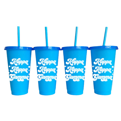 Kappa Kappa Gamma Glitter Color Changing Cup 4-Pack