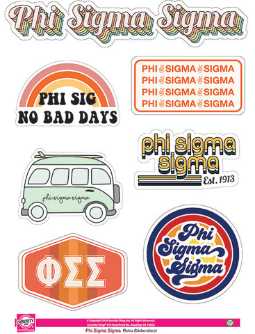 Phi Sigma Sigma Retro Sticker Sheet
