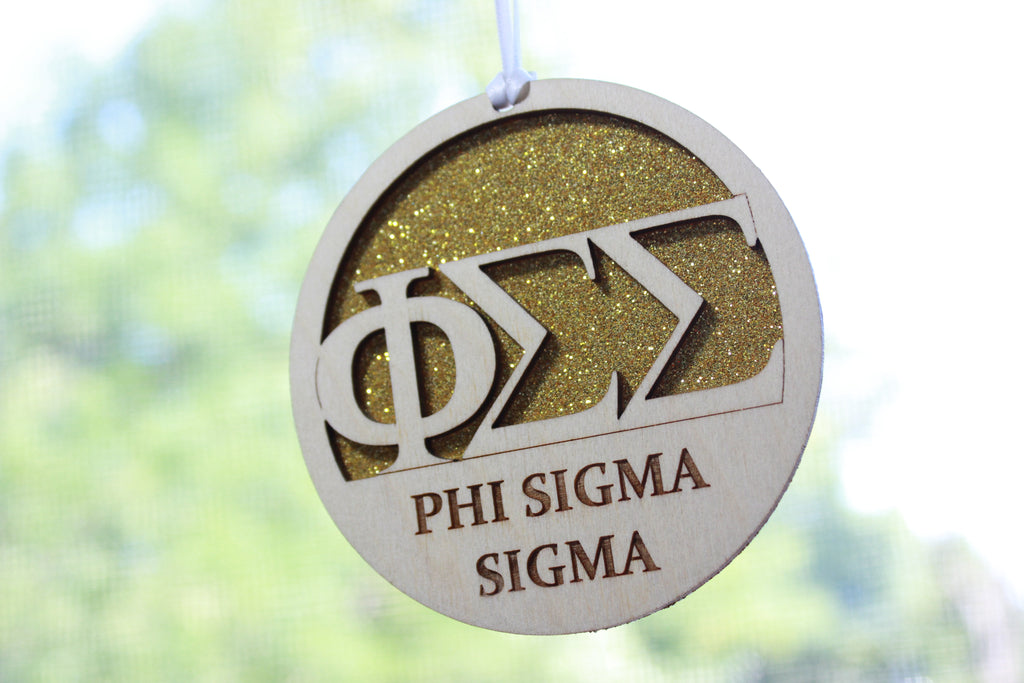 Phi Sigma Sigma - Laser Carved Greek Letter Ornament - 3" Round