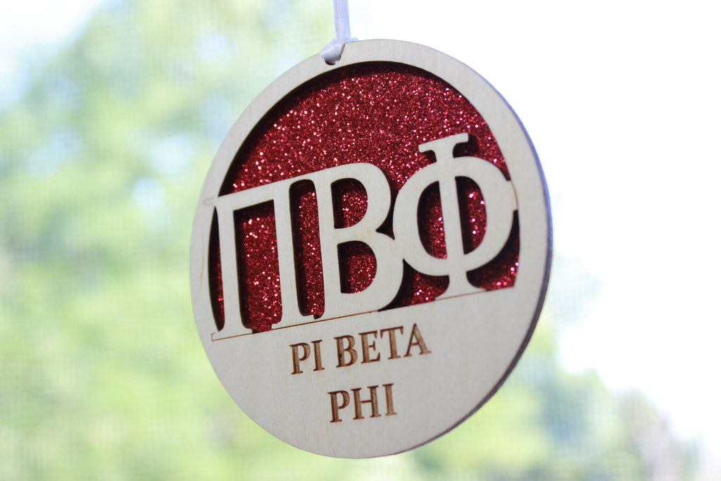 Pi Beta Phi - Laser Carved Greek Letter Ornament - 3" Round