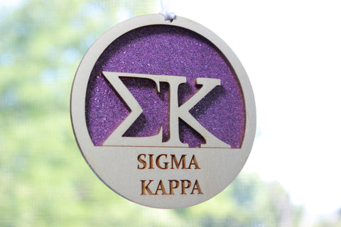 Sigma Kappa - Laser Carved Greek Letter Ornament - 3" Round